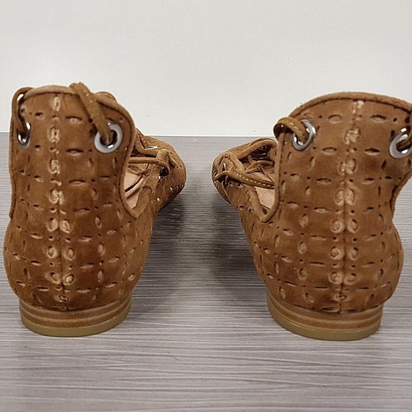 Halogen Nella Ghillie Flat, Cognac Perforated Leather, Womens Various Sizes - Picture 5 of 7